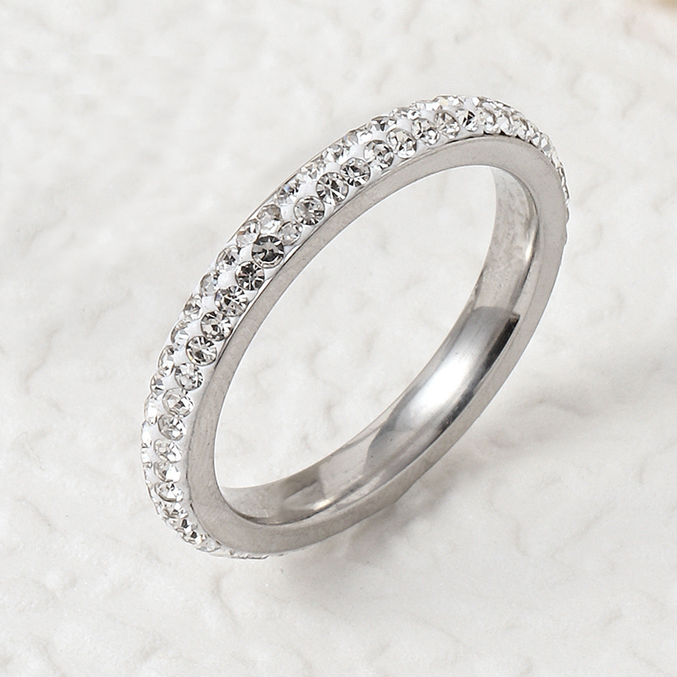 Wholesale five-row full diamond stainless steel rings