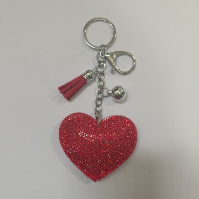 Wholesale Creative Heart-Shaped Diamond-Encrusted Bag Keychain
