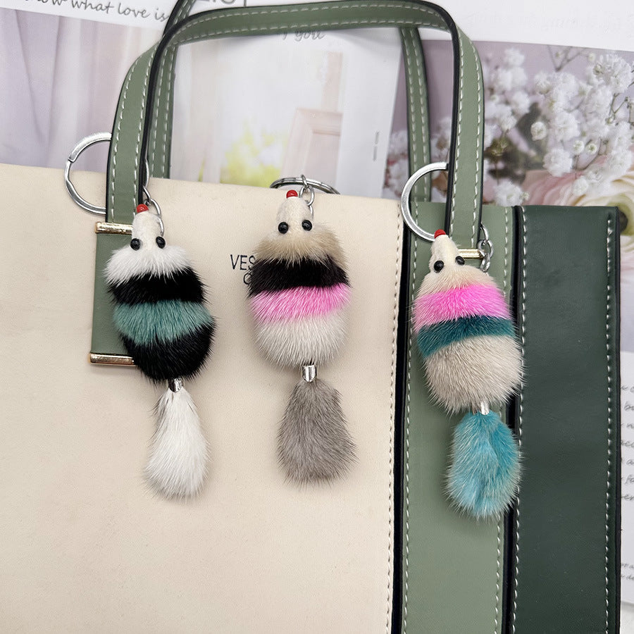 Wholesale Cute Mink Fur Mouse Keychain