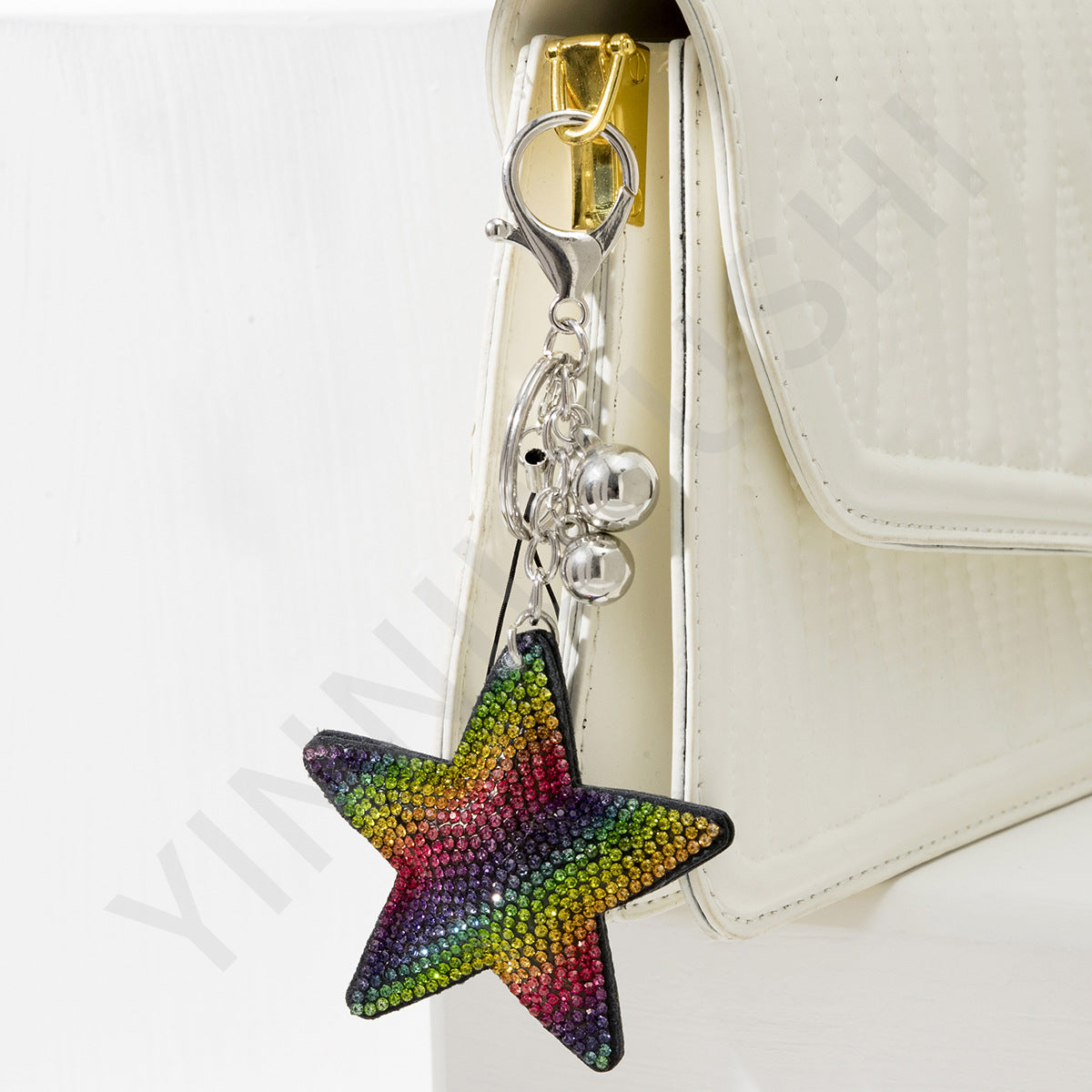 Wholesale 10PCS Rainbow Hot Diamond Alloy Keychains