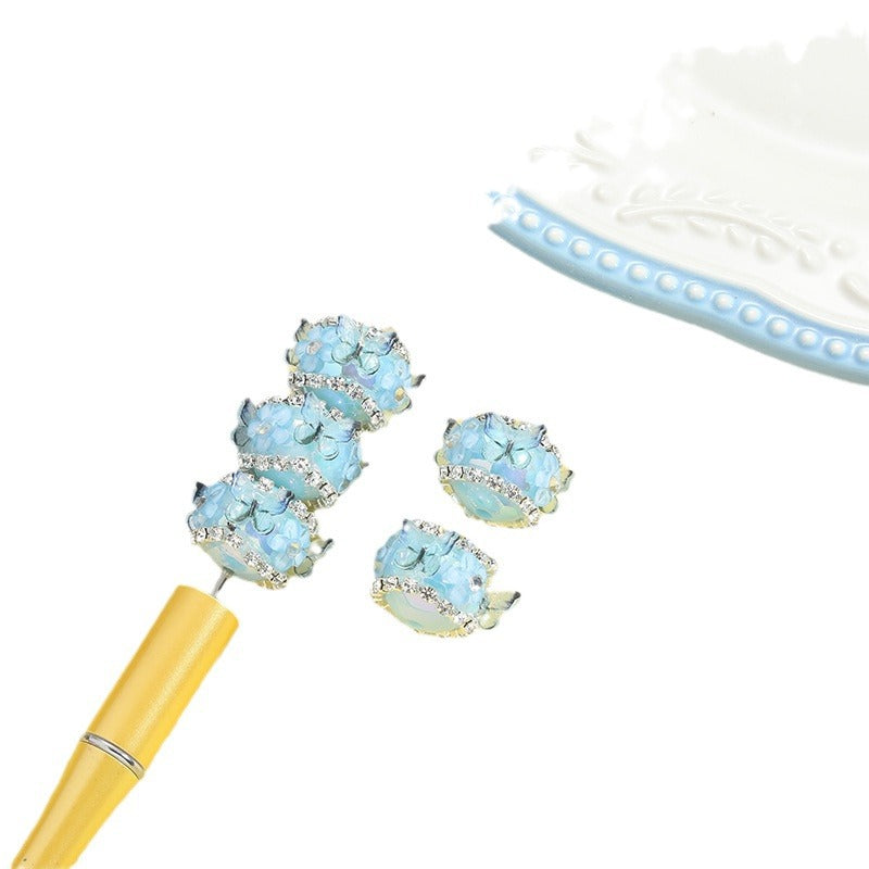 Wholesale 10pcs Rhinestone Butterfly Beaded Straight Hole DIY Acrylic Beads