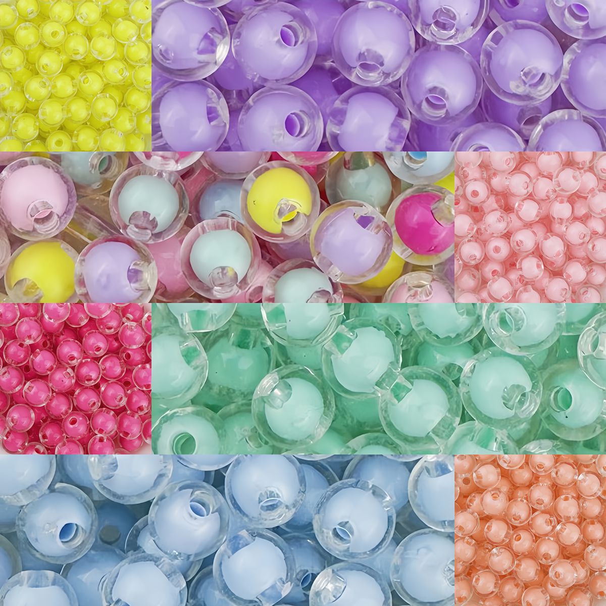 Wholesale 8mm10mm transparent beads straight hole color beads diy 50pcs/pack