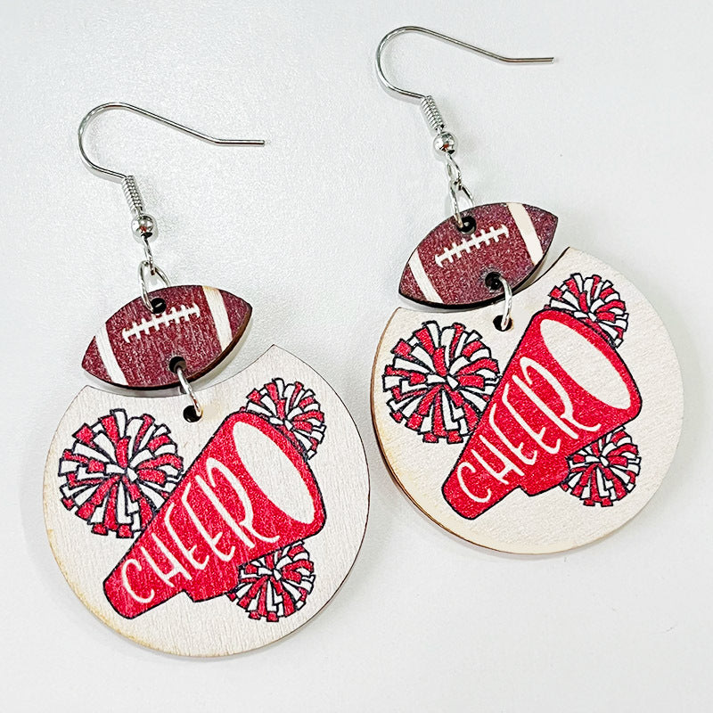 Wholesale 2pairs/pack Football Cheerleading Multicolor Baseball Earrings
