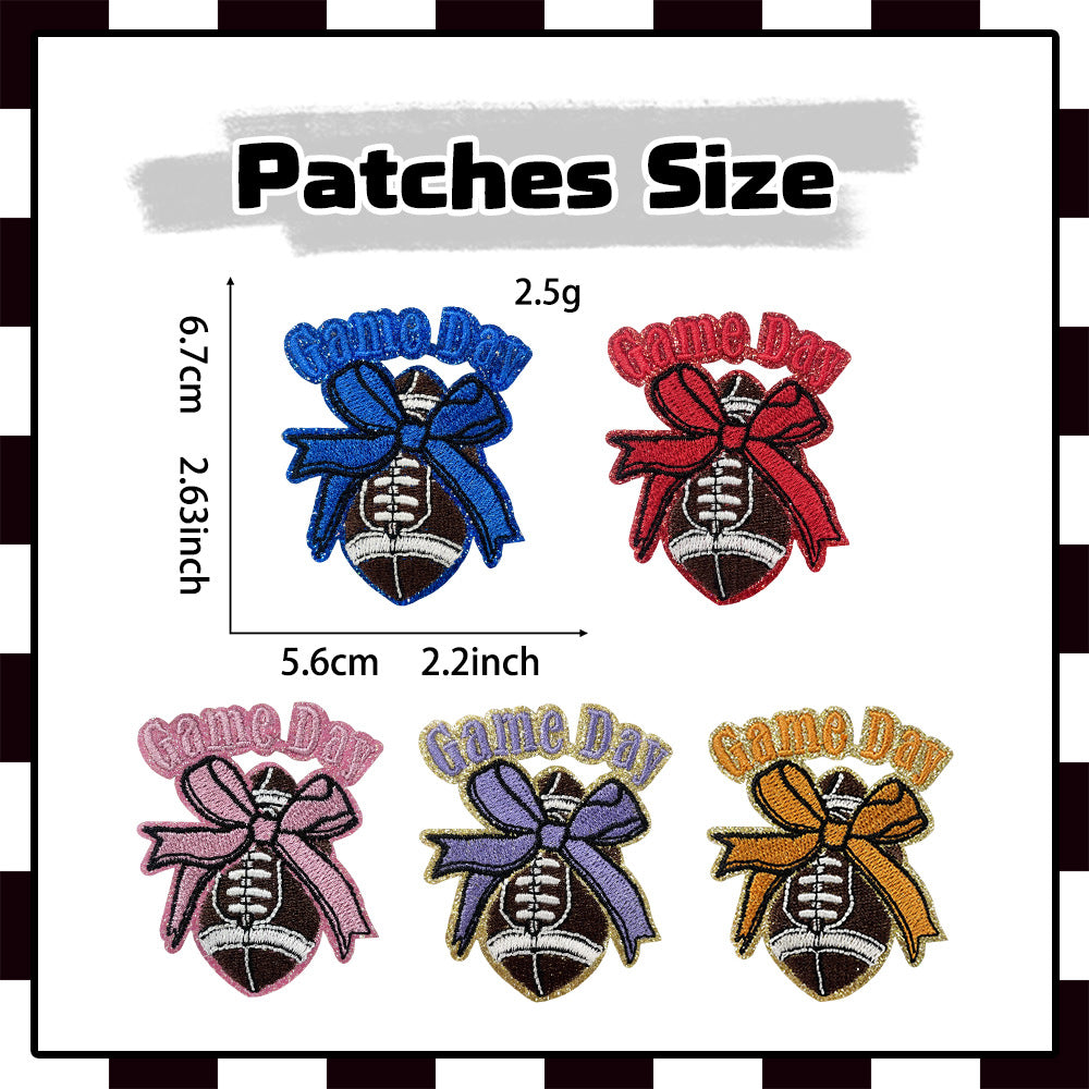 Wholesale Chic Gameday Football Embroidered Patch With Olive Ball Design Iron On DIY Fashion Accessory