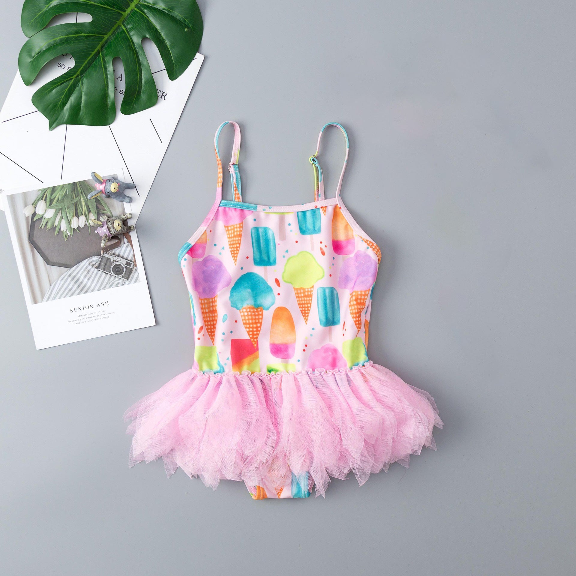 Vestido de gasa para niños al por mayor Siamese Lindo helado de helado Swimwear