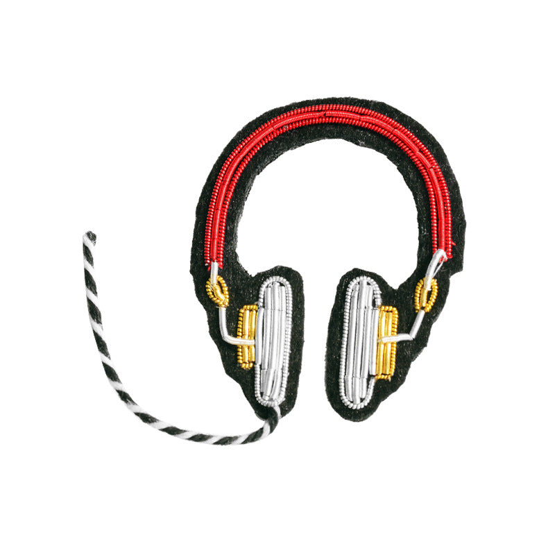 Wholesale 2pcs DIY Hand Embroidered Indian Silk Musical Notes Earphones Cloth Patch Hat Clothes Accessories FS