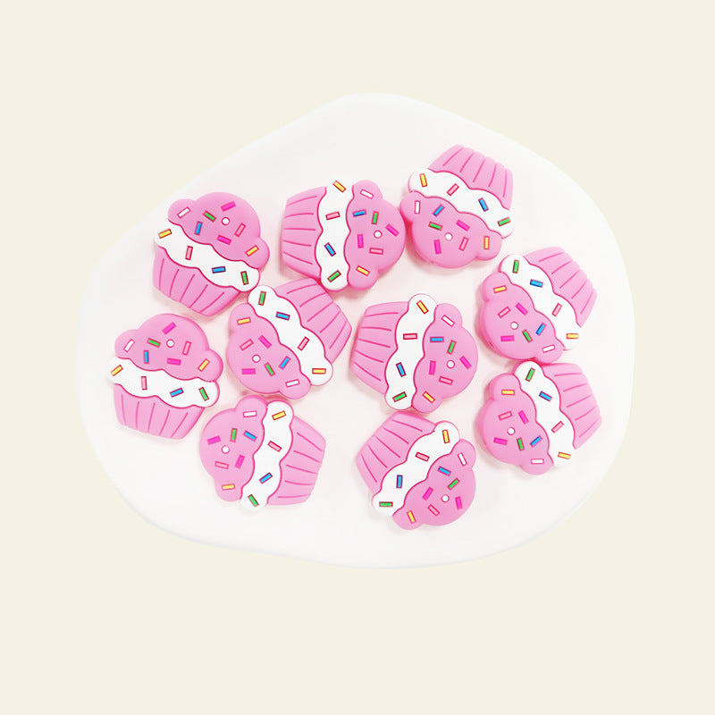 Wholesale 10pcs/pack cute little cake beaded pen beads silicone decorative accessories DIY beads