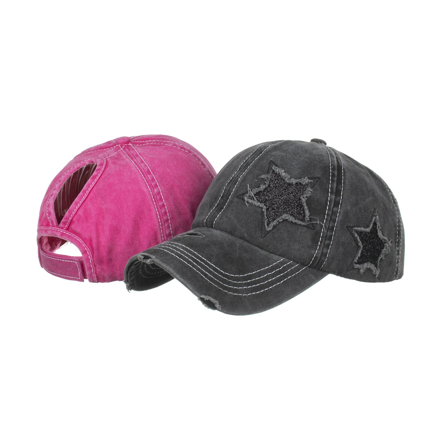Wholesale Washed five-pointed star ponytail baseball cap