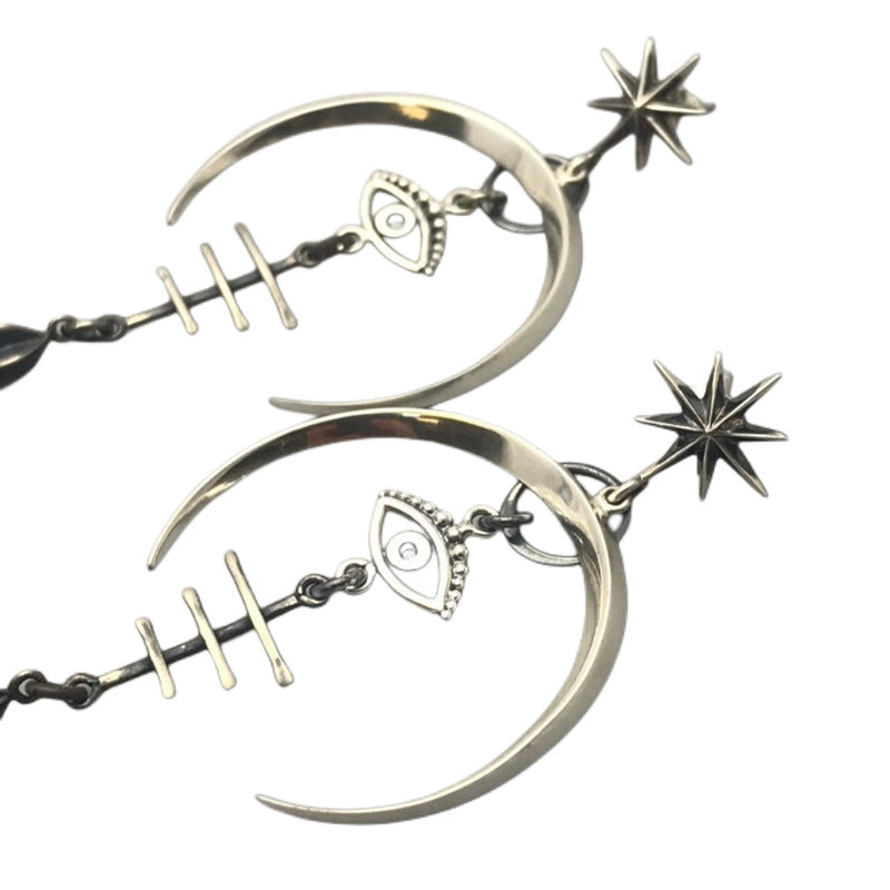 Wholesale Devil's Eye Moon Metal Long Earrings