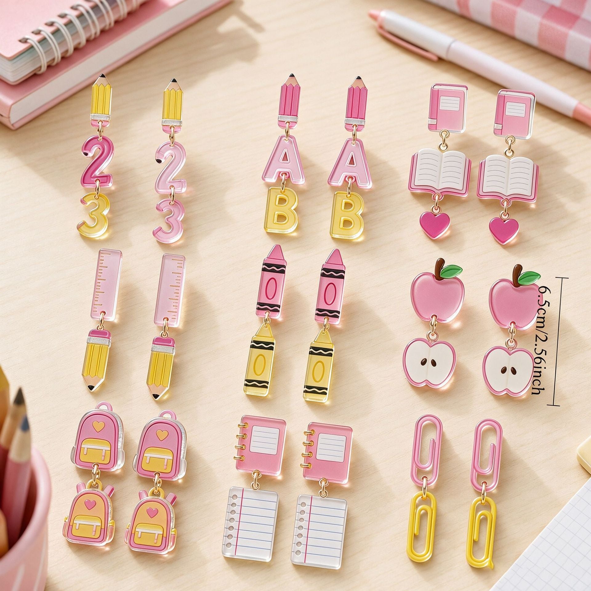 Wholesale Chic 2D Acrylic Spliced Earrings Teacher Appreciation Graduation Stationery Theme Cute Jewelry Accessory For Party Boutique Resale