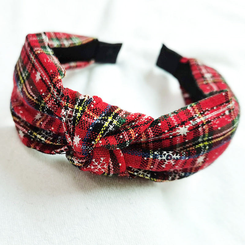 Wholesale Christmas Series Plaid Bow Cloth Headband