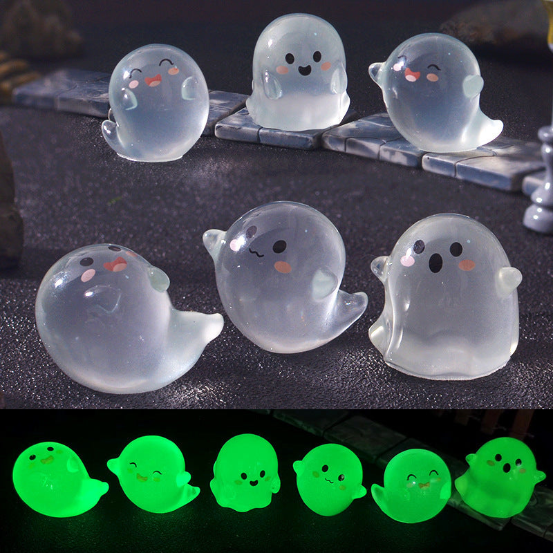 Wholesale  Glowing Ghost Resin Car Decoration - Cute Luminous Micro Landscape Ornament,  Trendy Home Decor Accent,  Birthday Gift