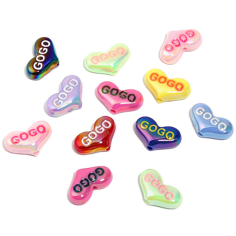 Wholesale 100pcs Acrylic UV Plated Letter Gogo Love DIY Beads