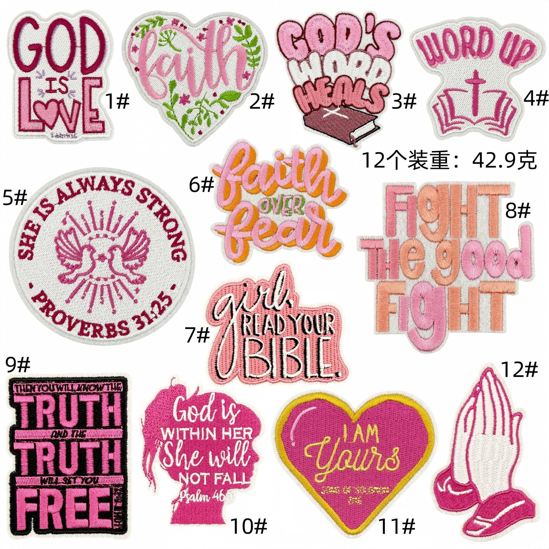 Wholesale pink Cartoon inspirational text DIY Patches