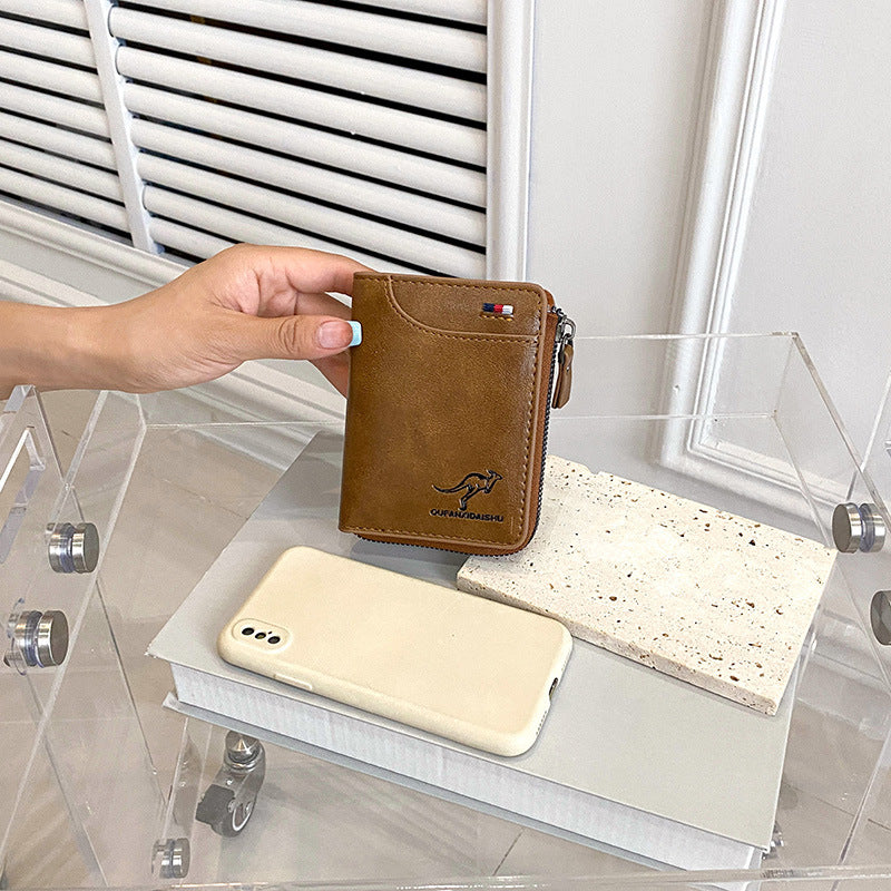 Wholesale Short Vintage Zipper Men's Wallet