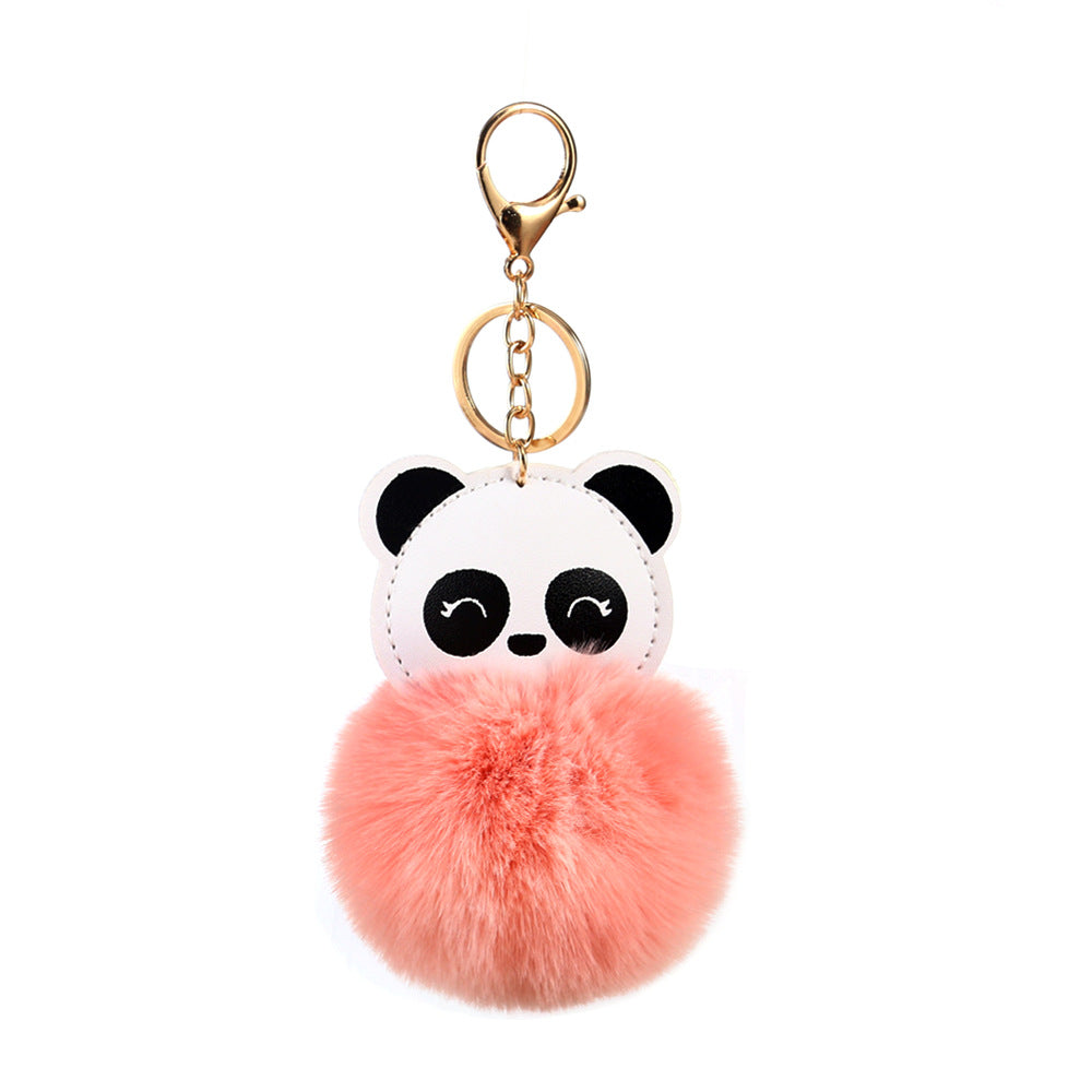 Wholesale Cartoon Panda Fur Ball Alloy Keychain