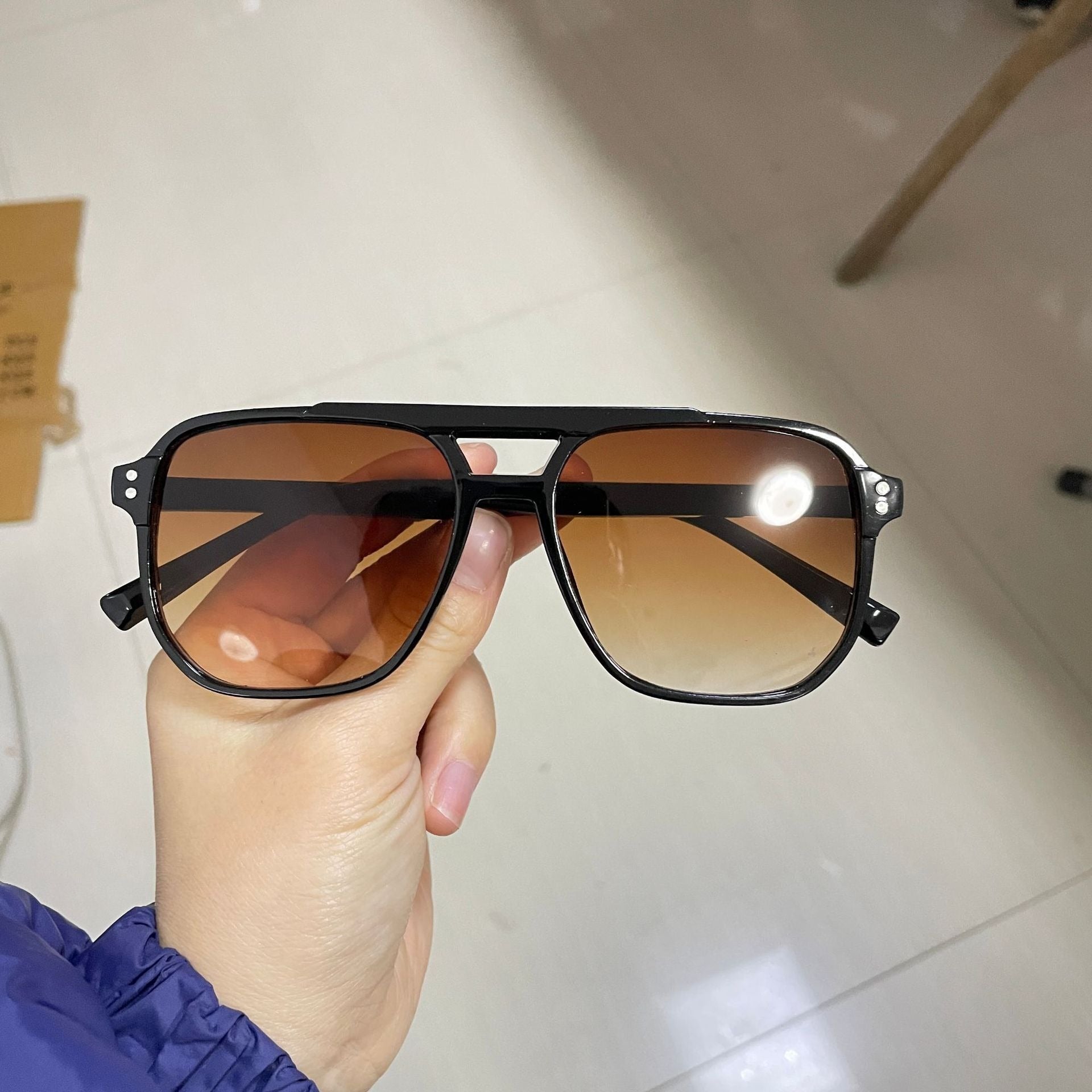 Wholesale Cross-border new retro double beam sunglasses fashion simple large frame sunglasses ins personalized ocean glasses