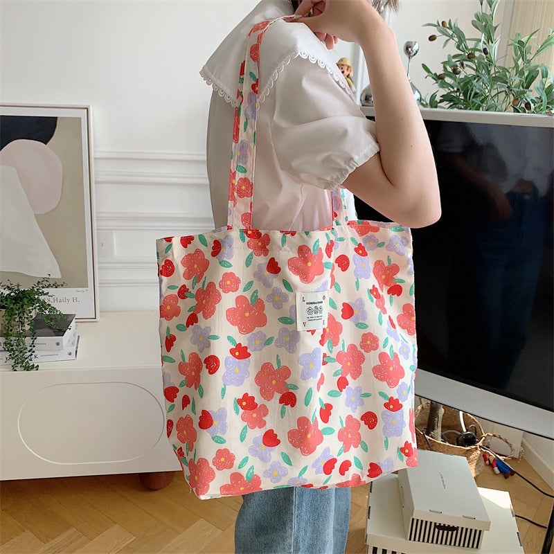 Wholesale Large Capacity Canvas Single Broken Flower Handbag Shoulder Bag