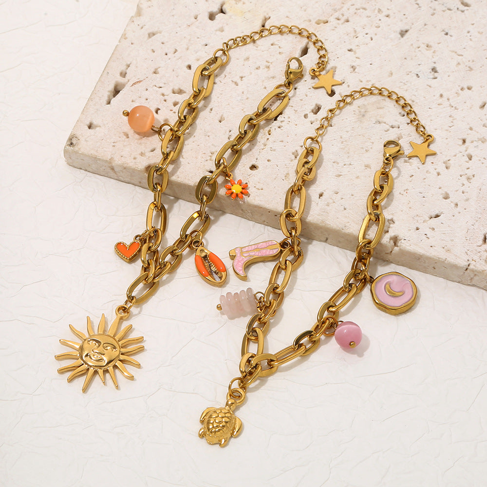Wholesale Pearl Starfish Moon Cross Pendant Jewelry Bracelet