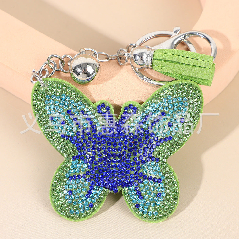 Wholesale 4pcs Creative  Color Diamond-encrusted Butterfly Keychain