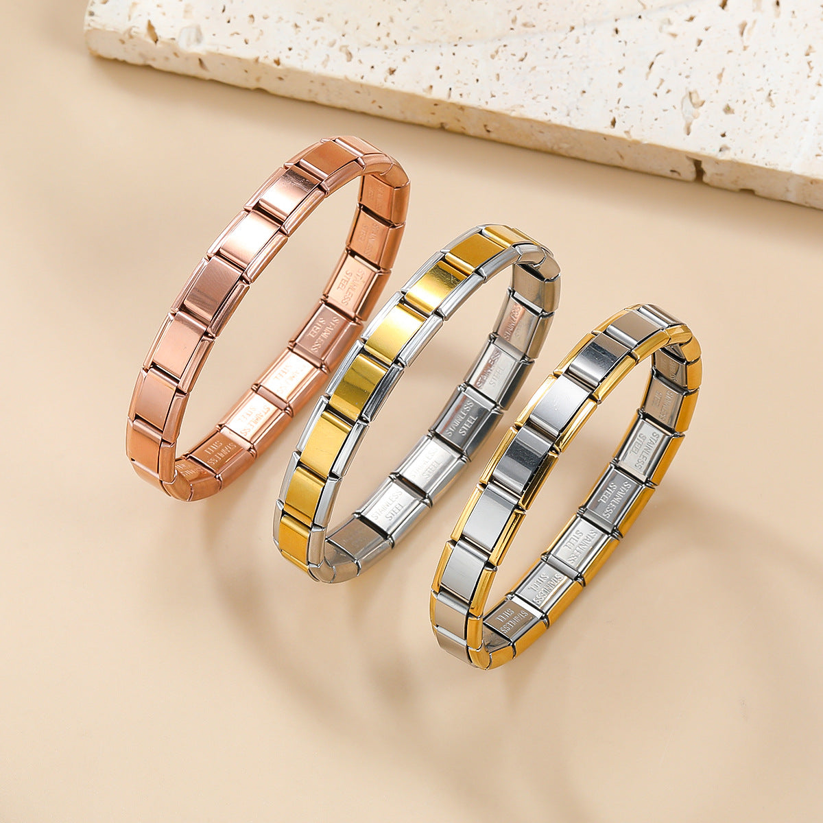 Wholesale Italian Modular Stretch Watch Strap 9MM Detachable Spliced Titanium Steel Bracelet