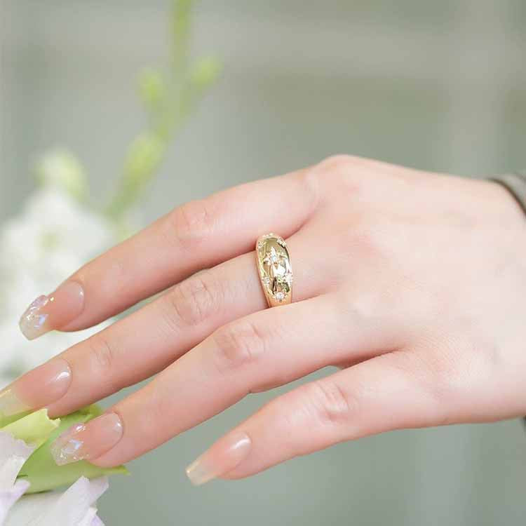 Wholesale Copper Plated 18k Gold Glossy Star Copper Rings