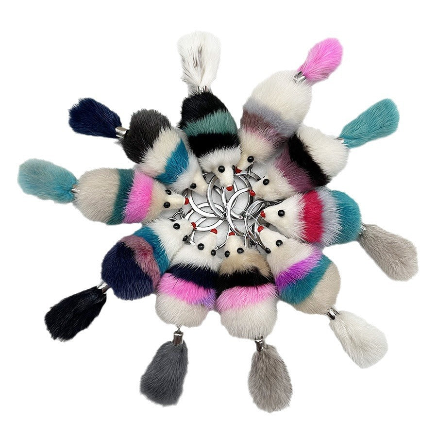 Wholesale Cute Mink Fur Mouse Keychain