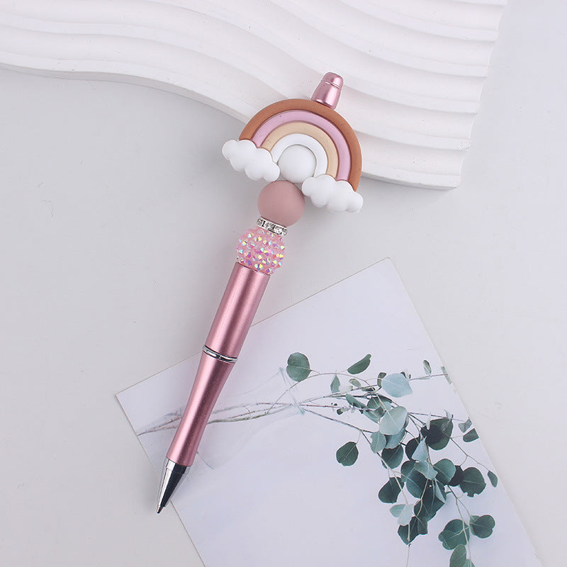 Wholesale Silicone Rainbow Bead Plastic Pen