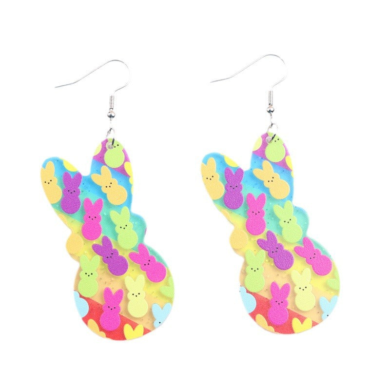 Wholesale Easter Colored Rabbit Acrylic Earrings