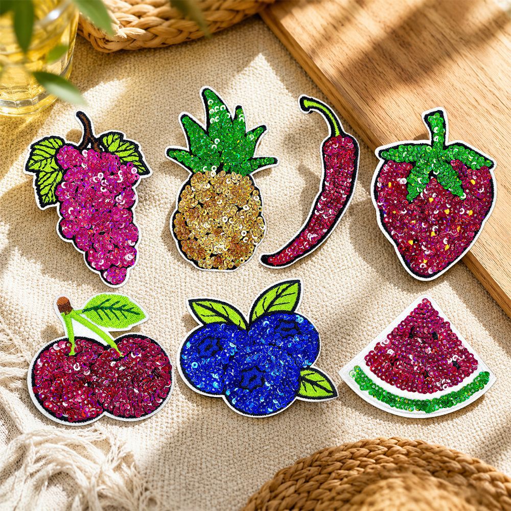 Wholesale Boutique Fruit Sequined Iron On Patches DIY Craft Supply For ets And Clothing