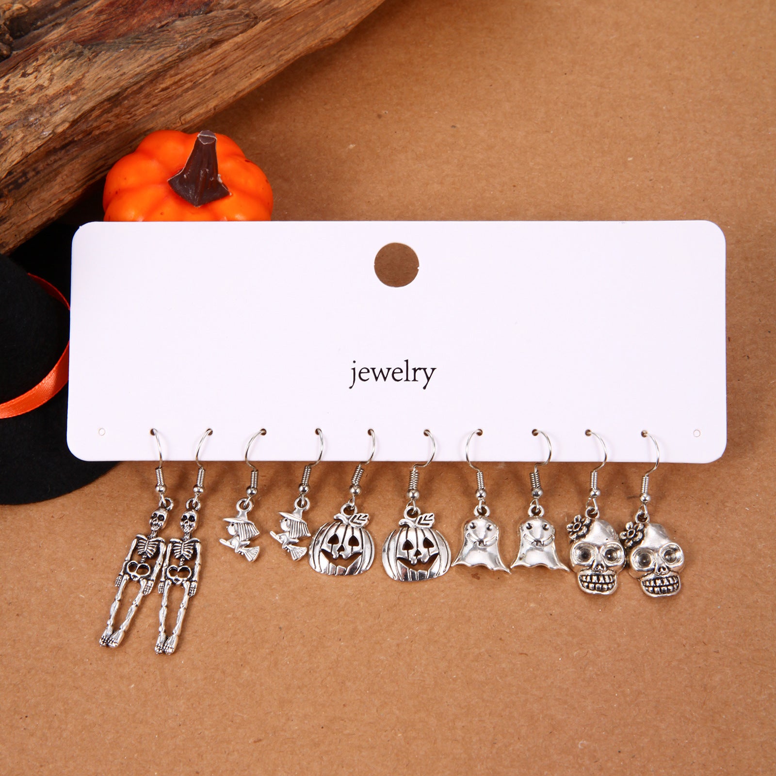 Wholesale Zinc Alloy  Earring Set With Dripping Oil Pumpkin Skull Design Party Wear Fashion Accessory