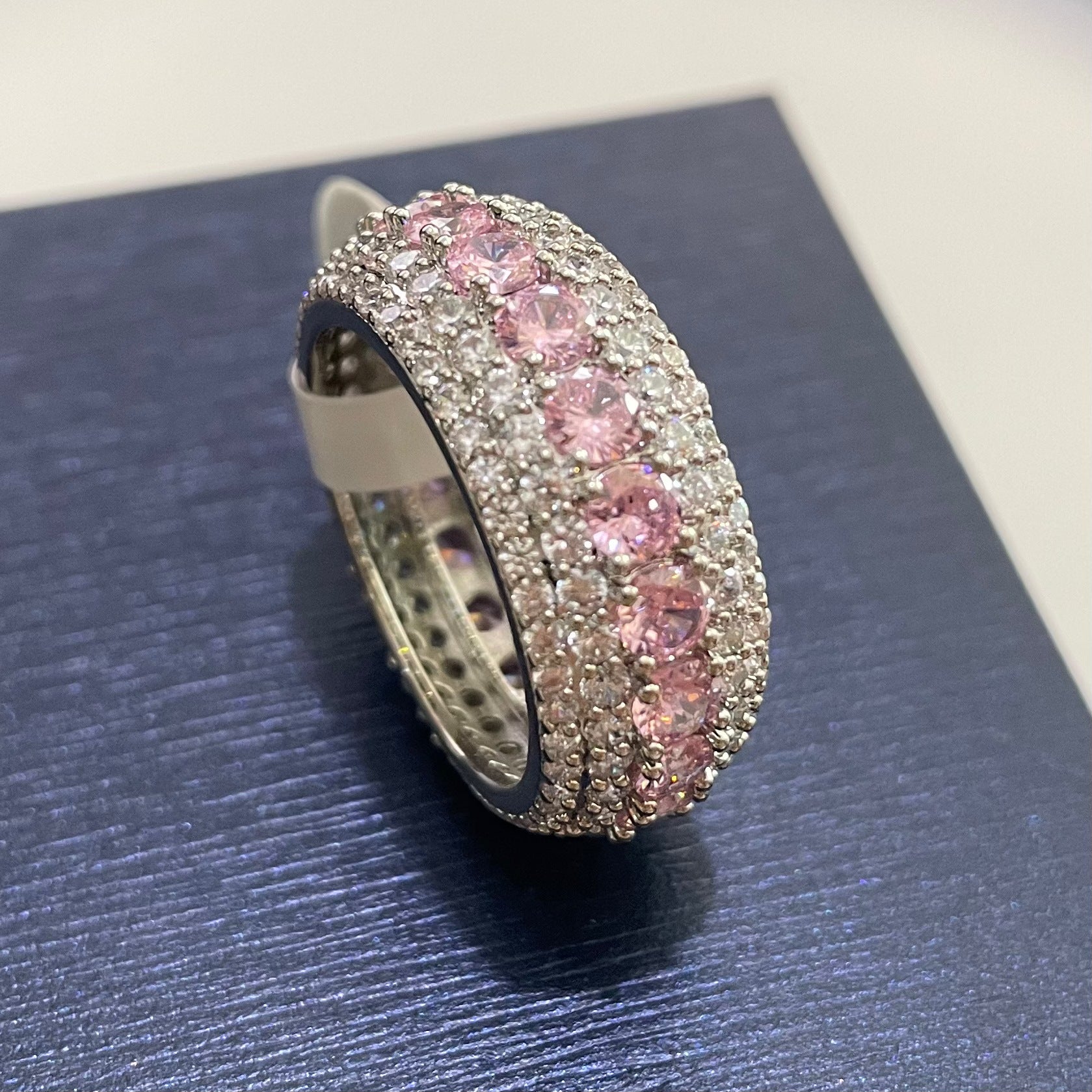 Wholesale Hiphop micro inlaid five-row full zircon ring