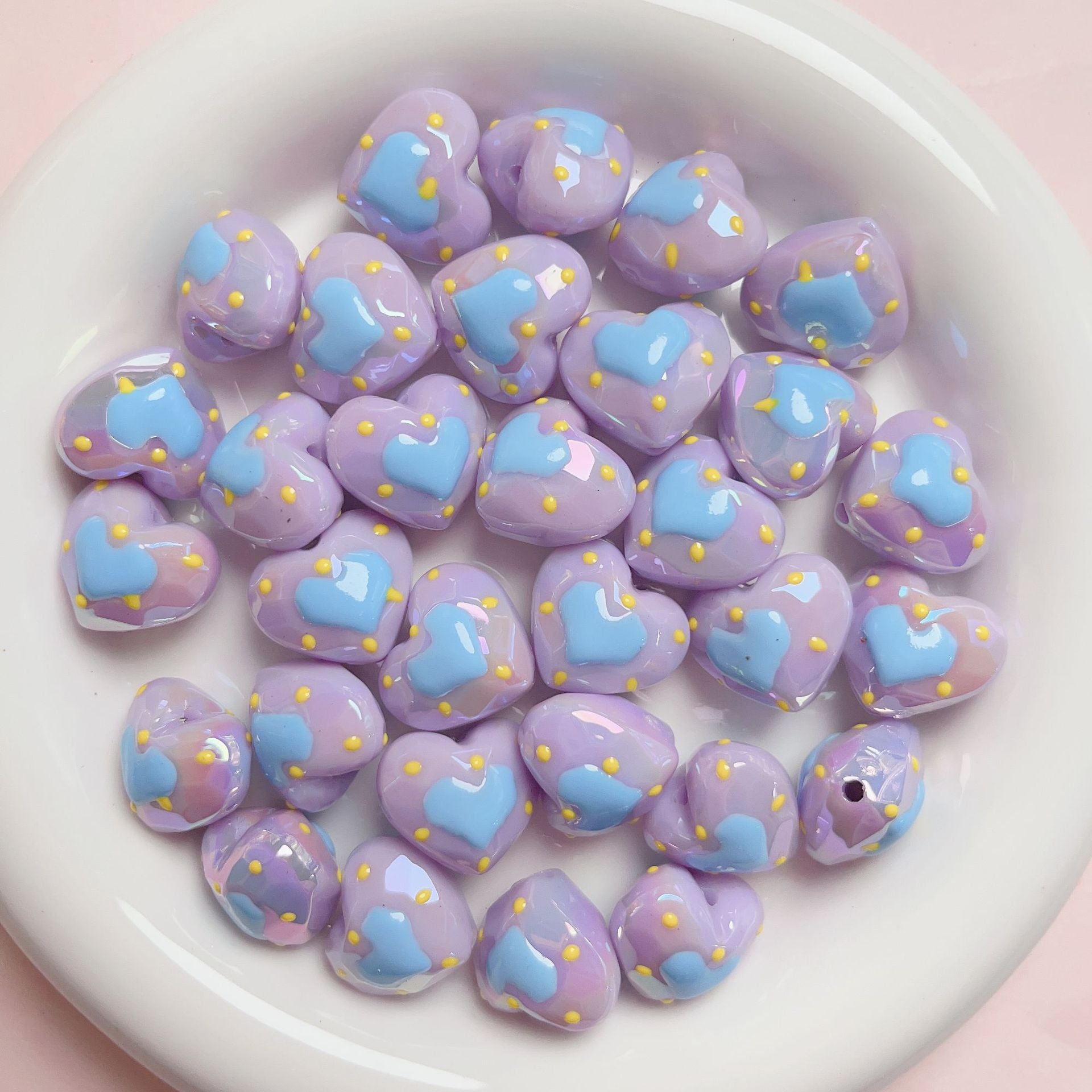 Wholesale Hand Painted Faceted Love Acrylic Beads