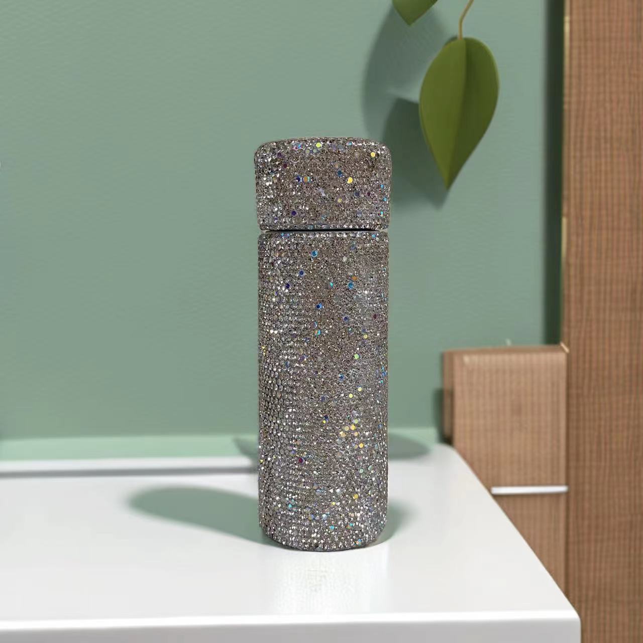 Wholesale 304 stainless steel mini diamond straight cup pocket thermos cup portable and compact