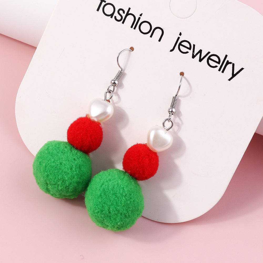 Wholesale Christmas Plush Knitted Antler Bow Earrings