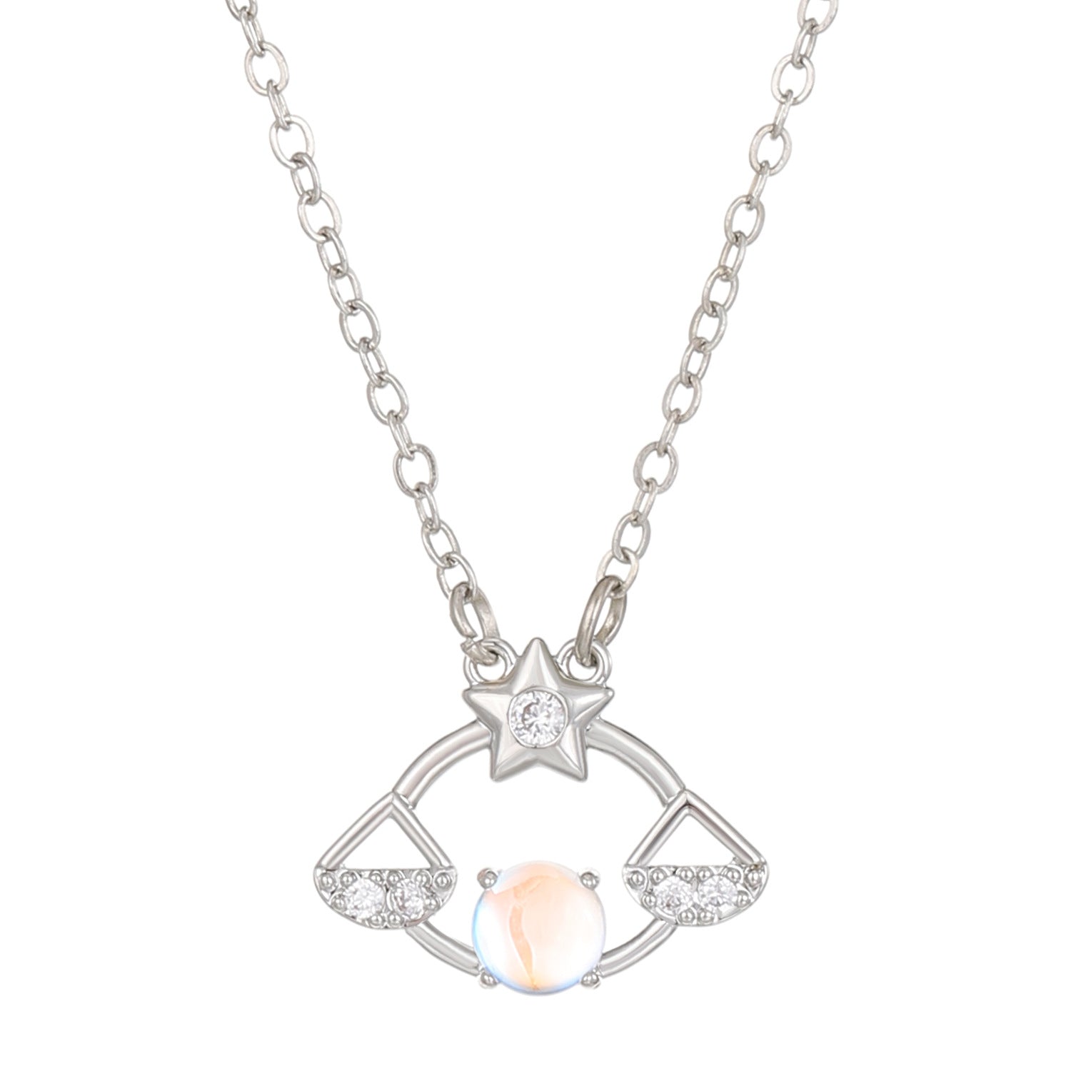 Wholesale Copper Constellation Diamond Hollow Moonstone Necklace