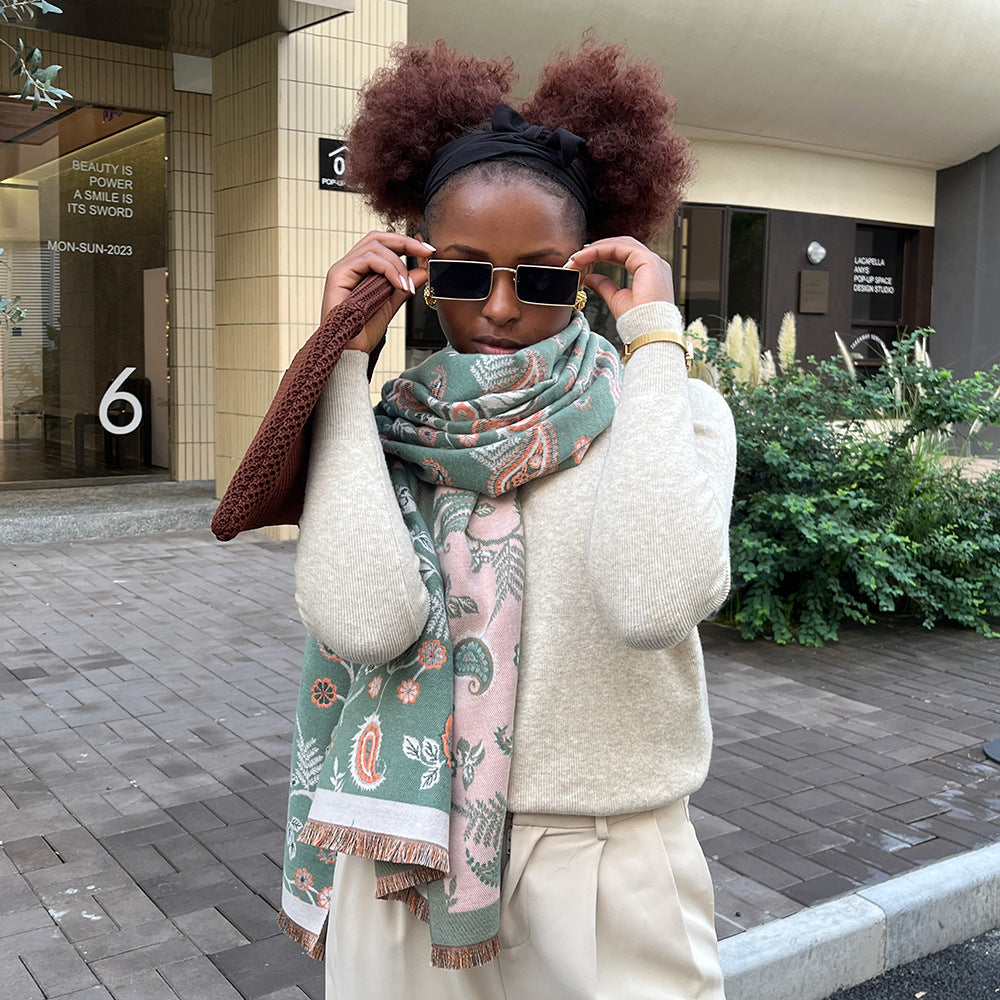 Wholesale Autumn and Winter Warm Scarf Cashew Thickened Long Scarf