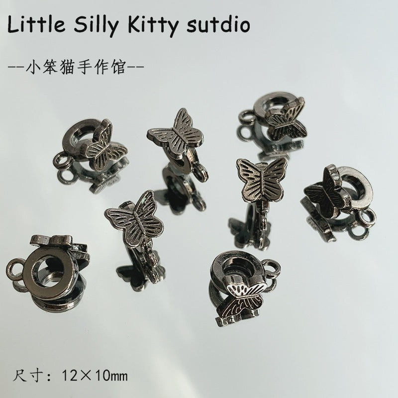 Wholesale Gun Black Peony Butterfly Snake Feather Moon Red Agate Alloy Charms DIY Bracelet Making Fashion Accessory Gift