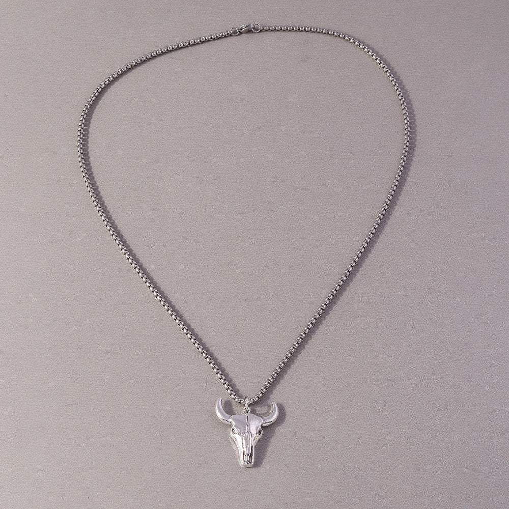Wholesale Men's Bull Head Elephant Clavicle Necklace