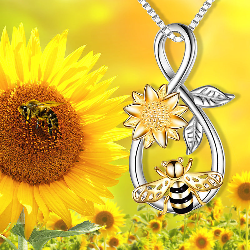 Wholesale Elegant and versatile bee sunflower pendant necklace