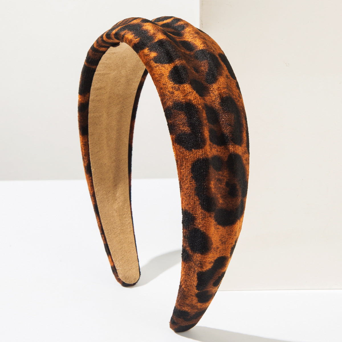 Wholesale leopard convex design headband printed velvet wide-brimmed hair headdress