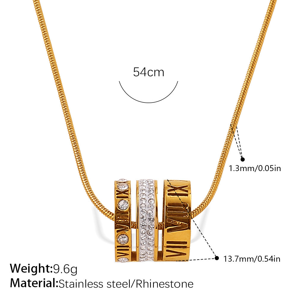 Wholesale Diamond-Encrusted Small Waist Pendant Stainless Steel Luxury Necklace