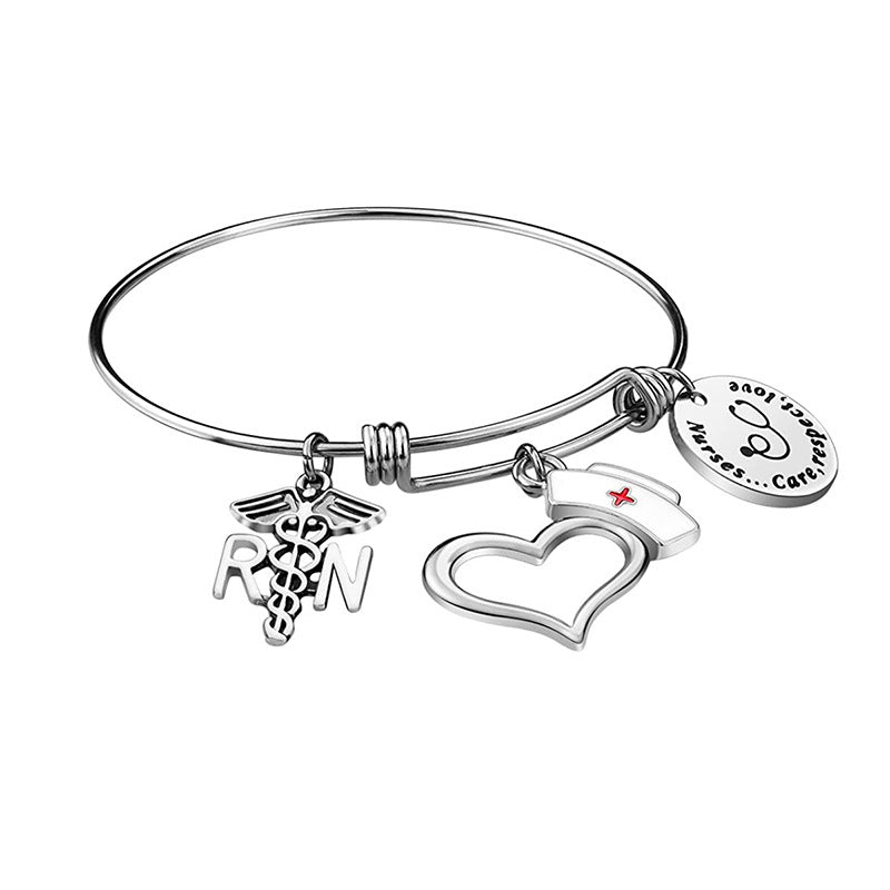 Wholesale Nurses Day Doctor Gift Retractable Coil Stainless Steel Bracelet