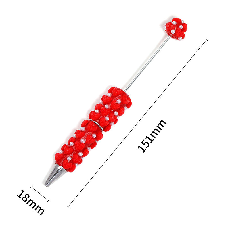 Wholesale 5pcs Macaron-colored gravel heart beaded pen clay bead pen
