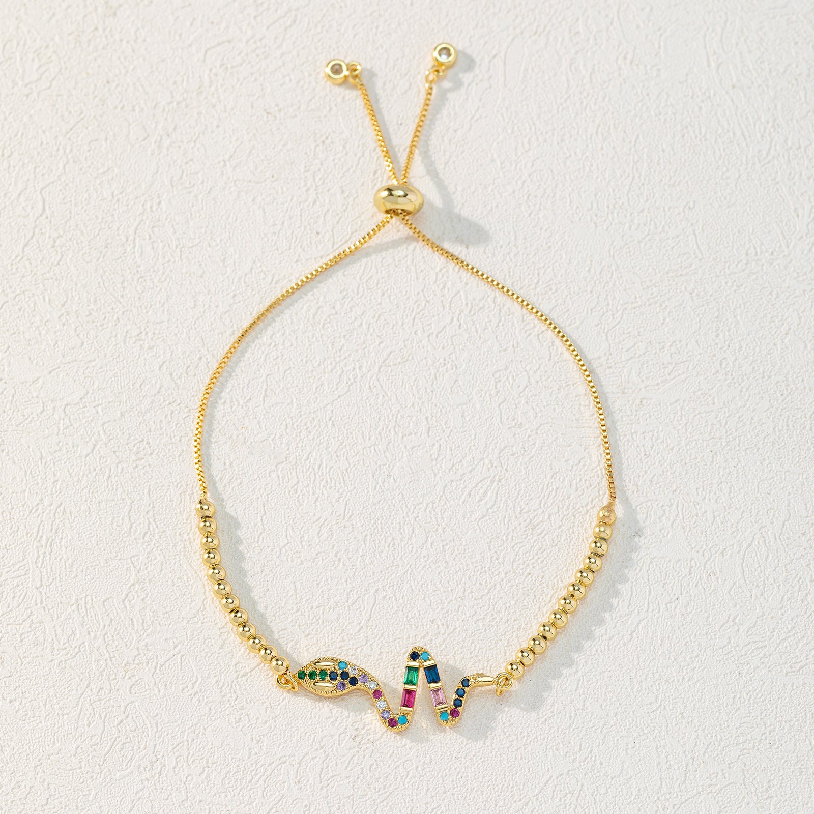 Wholesale Pickaxe Colored Diamond Gold Snake Animal Bracelet