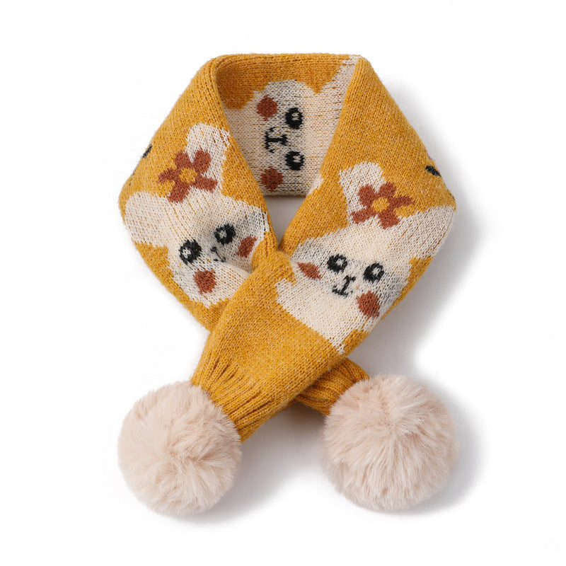 Wholesale Children's Rabbit Hair Ball Knitted Wool Scarves