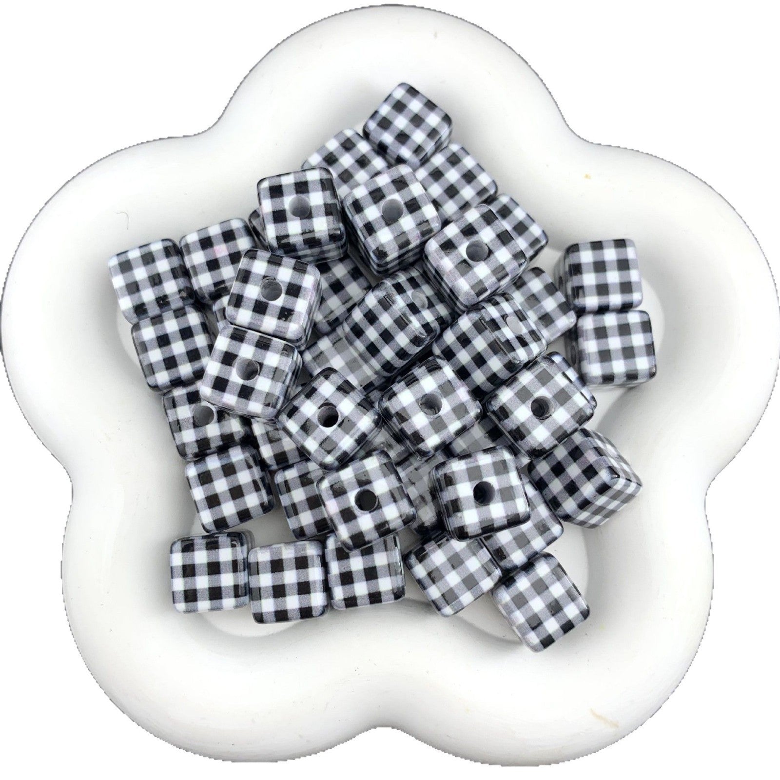 Wholesale 10pcs Acrylic grid square bead  Acrylic Beads