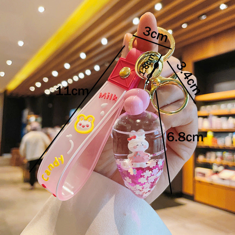 Wholesale Acrylic Quicksand Bottle Carrot Rabbit Keychain
