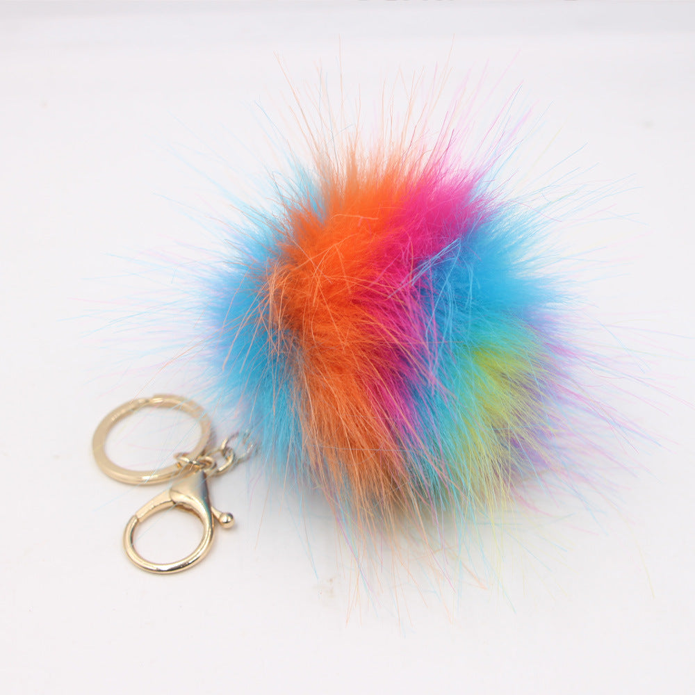 Wholesale Colorful Fur Ball Keychain Bag Pendant Tulip Theme Stylish Backpack Accessory