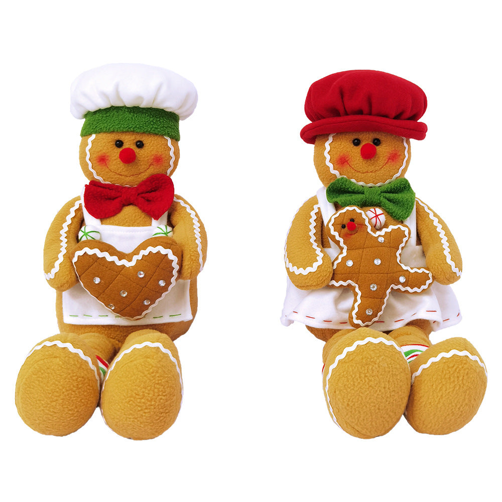 Wholesale New Christmas Decorations Flannel Long Legs Gingerbread Man Window Decoration New